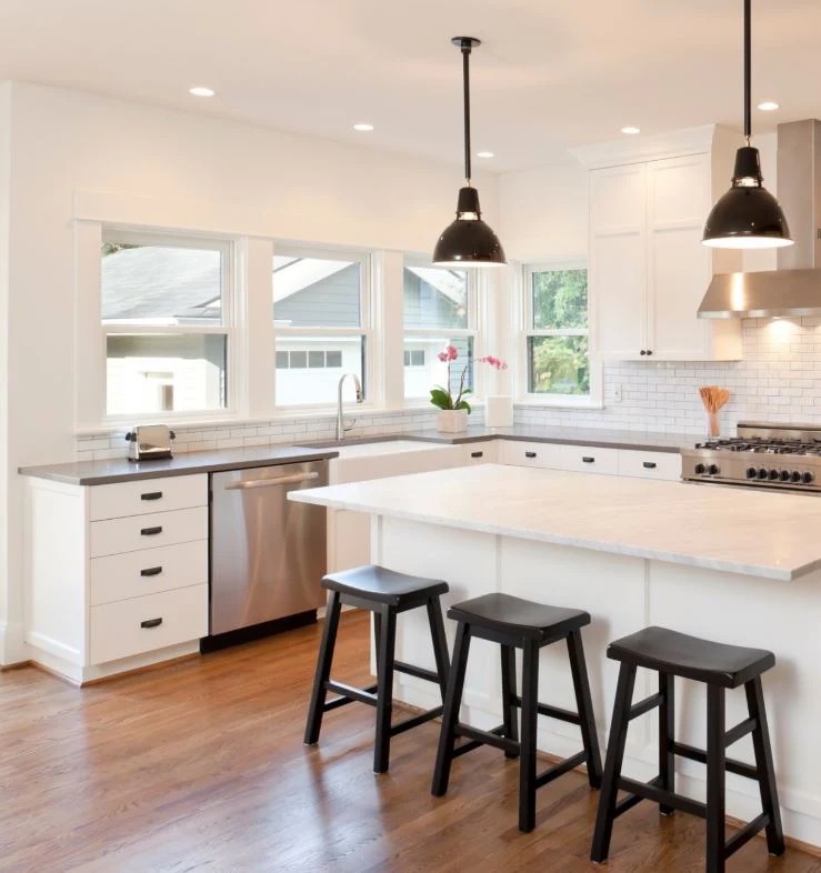 Spotless open concept kitchen deep cleaned by Splash Maids in Toronto