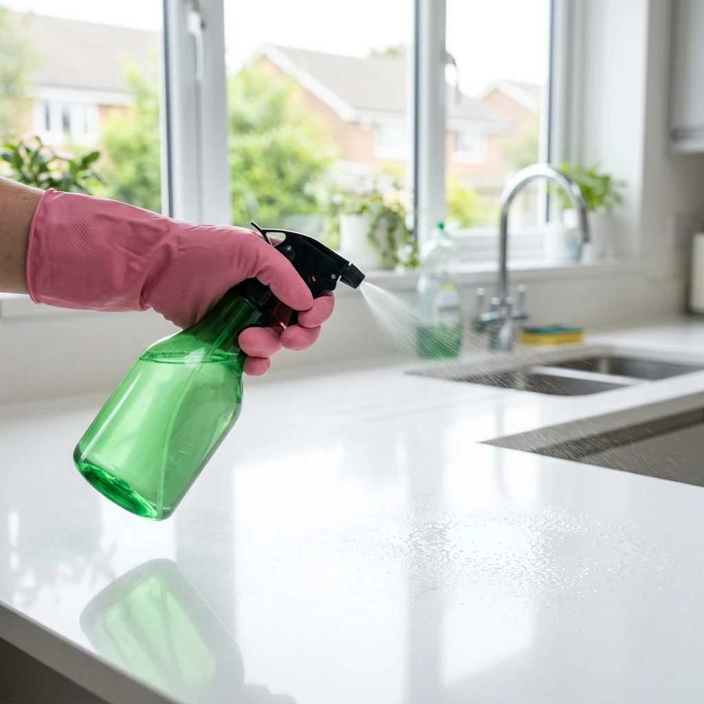 Splash Maids standard house cleaning service in Toronto featuring a spray bottle and clean surface