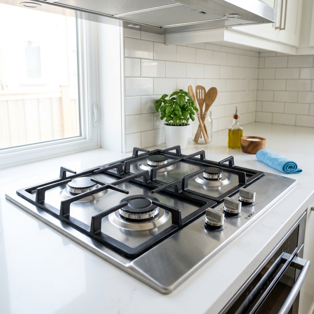Dirty kitchen stove before cleaning