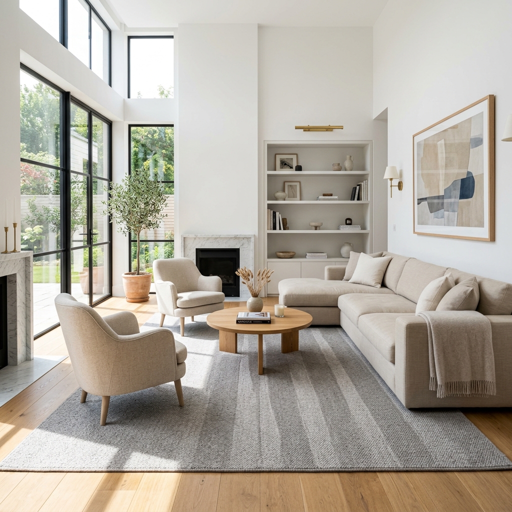 Standard house cleaning results in a clean minimal Toronto condo living room